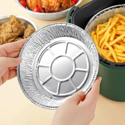 Vijftig Stuks Wegwerp bakvorm 20 Cm Ronde Taartvormen Voor Airfryer Bakken Oven Koken En Opbergen Diepvriesbestendig — thumbnail 3