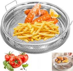 Airfryer Mandje - Set van 2 - 26cm - Oliefilterbak - Bakplaat - Voor Heteluchtoven Luchtfriteuse - Roestvrijstalen Filtergereedschap - Bakplaat Opvangbak — thumbnail 1