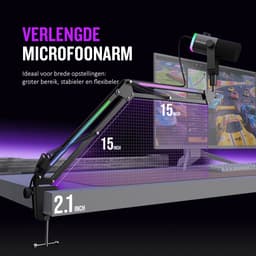 FIFINE - AM8 PRO T - USB / XLR Studio microfoon - PC-Gaming Met Flexibele RGB Arm ( 66cm! ) - Geschikt voor PC/PS4/PS5 - RGB - Podcast - Gaming - Streaming - Zwart — thumbnail 6