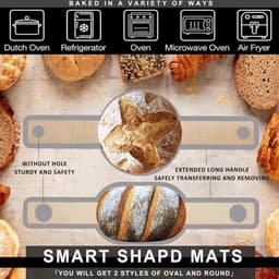 Lange Handvatten Deeg Mat - 2 stuks - sling bakmat - Multifunctionele siliconen bakmat - Brood Bakken Mat - vaatwasserbestendig - Deegmat - brood-Sling siliconen bakmat - Broodbakmat - Geschikt voor Airfryer, Oven En Magnetron — thumbnail 9