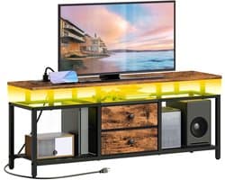 LeeuwenChoice® Televisie Meubel Zwart - Smart TV Kast - Open Dressoir Met Lades - 106x28x48cm