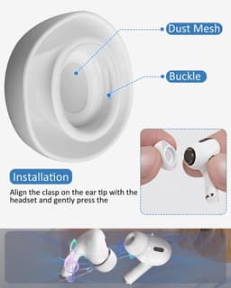 4 Paar Vervangende Oordopjes Tips Geschikt voor AirPods Pro Gen 1 & 2 - Siliconen Oordopjes - Antislip Siliconen Oordopjes - met Ruisonderdrukkingsga - Draagbare Opbergdoos - XS/S/M/L - Wit — thumbnail 4