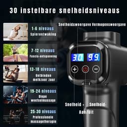 RWB® Massage Pistool - Massagepistool - Massage Gun - 30 Snelheden - 8 Massagekoppen - Zwart - 15cm x 10cm x 7cm — thumbnail 4