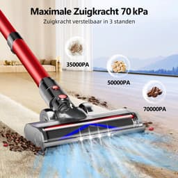 Elekiatech - Steelstofzuiger Draadloos - 70000Pa - 70 Min - 2200 mAh Accu - Rood — thumbnail 5