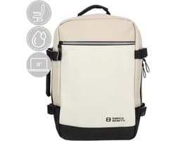 Enrico Benetti Underseater rugzak - Waterproof Cabin Rugzak - Onder de stoel bagage – Ryanair Reistas – 15 inch laptop handbagage – Cabin rugzak 25x20x40cm – 20L - 56010 – Zwart/ Beige