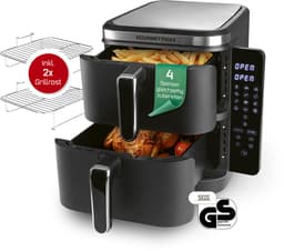 GOURMETmaxx FryUp verticale dubbelkamer heteluchtfriteuse 10L met klapbaar touchscreen – 4 gerechten op 4 niveaus – 32% ruimtebesparing — thumbnail 1