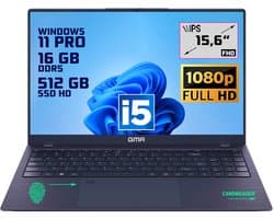 GMR | Elegante 15.6-inch Laptop voor Professionals | Intel i5 Processor - 16GB DDR5 RAM - 512GB M.2 SSD | Perfect voor Office & Zakelijk Gebruik (Windows 11 Pro)