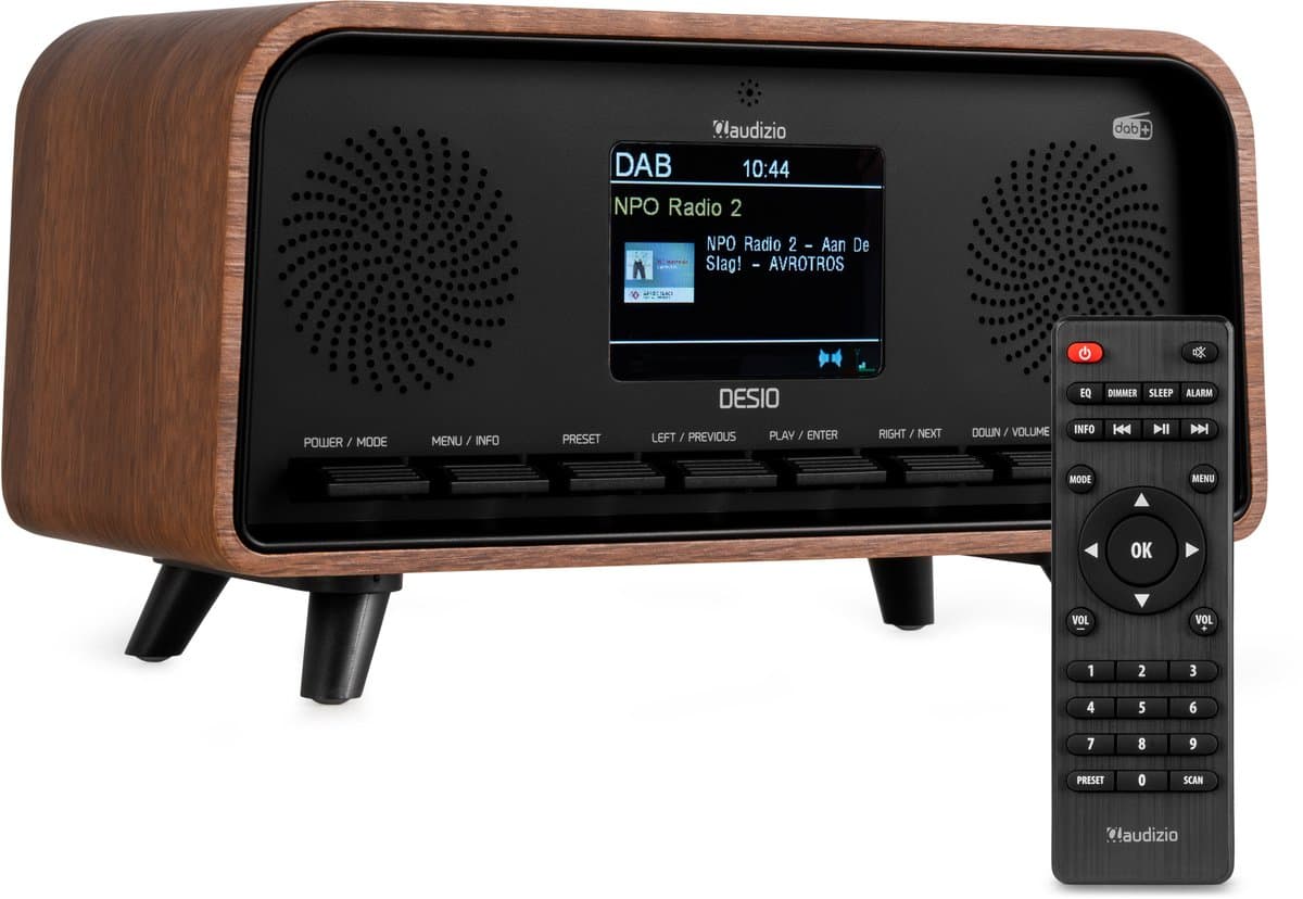 DAB radio - Audizio Desio - Retro radio - DAB, DAB+ en FM - Radio met Bluetooth - Houtlook donker — afbeelding 1