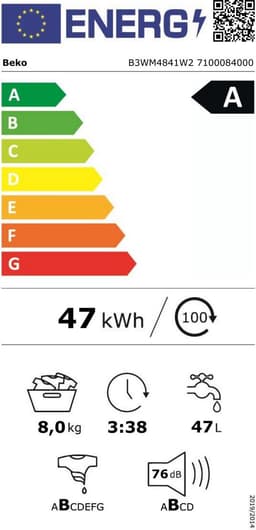 Beko B3WM4841W2 - Selective Line - EnergySpin - wasmachine 8 KG — thumbnail 3