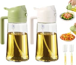 2 olievernevelaars voor het koken 16oz /470 ml olievernevelaars voor in de keuken, 2 in 1 olievernevelaar voor in de keuken, airfryer, salade, barbecue (ivoor, groen) — thumbnail 1