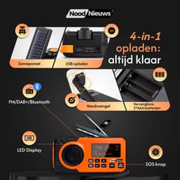 NoodNieuws Pro Noodradio – DAB+/FM – 5000mAh Powerbank – Zonnepaneel — thumbnail 2