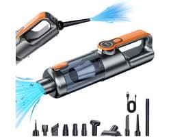 Autostofzuiger, snoerloze handheld, 17000PA, 2-in-1 stofzuiger en luchtpomp, Type-C-oplader, geschikt voor het reinigen van de auto en het verwijderen van dierenharen (oranje).