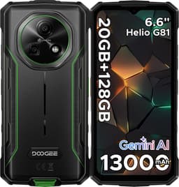 DOOGEE Fire 5 Pro 4G- Rugged Smartphone- 20 GB ROM+128 GB ROM/2 TB TF - 13000 mAh/18W - 6,6inch HD+ 90Hz- Android 15- MediaTek Helio G81 - Gemini AI - NFC- Face ID - IP68 - Groen — thumbnail 1