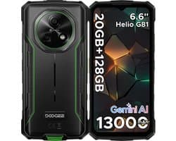 DOOGEE Fire 5 Pro 4G- Rugged Smartphone- 20 GB ROM+128 GB ROM/2 TB TF - 13000 mAh/18W - 6,6inch HD+ 90Hz- Android 15- MediaTek Helio G81 - Gemini AI - NFC- Face ID - IP68 - Groen