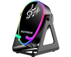 Fivesquare Wireless Mini RGB Speaker – 5W Sensor Induction Audio, 15W Wireless Charging & 180° Telefoonstandaard Zwart