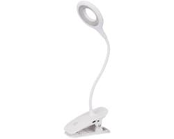 Leeslamp Boekenklem-1 Stuk - LED Studie Clip Lamp - Oplaadbare Opvouwbare Boekenhouders En Bedlamp - Wit - 3 Lichtkleuren Dimbaar - 1200mAh