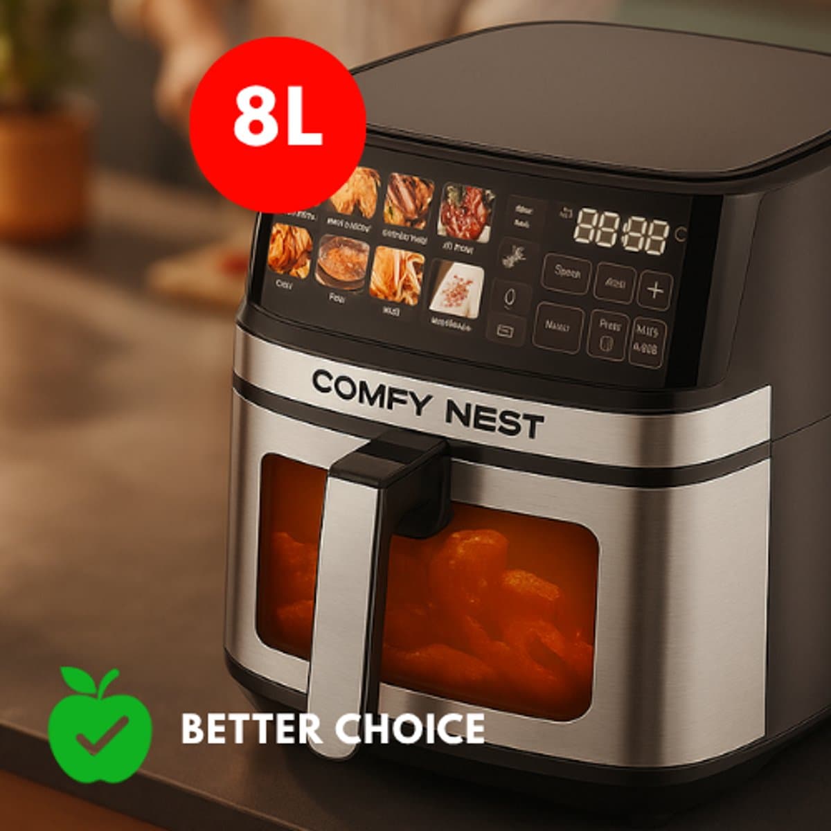 Gezond Frituren - XXL Airfryer 8 Liter – Comfy Nest – 1700W – Digitaal Display — afbeelding 1