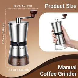 Keraamisch Tanden Handkoffiemolen – 8 Instellingen voor Espresso/Cold Brew/French Press — thumbnail 4