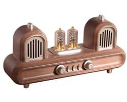 RetroLight Stereo Bluetooth Speaker met FM Radio – 10W Stereo Geluid – Retro Tube Lights – Bluetooth 5.4 – TWS Pairing – TF/USB/AUX