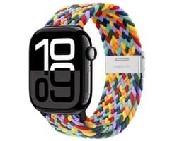Gemengde kleur nylon horlogebandje geschikt voor Apple Watch dames en heren 42mm (serie 1 / 2 / 3) / 44 mm / 45 mm / 46 mm (serie 10 / 11) / 49 mm (Ultra / Ultra 2) , elastisch gevlochten smartwatch bandje zonder gesp, stretch