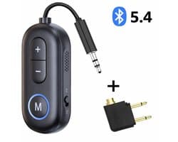 Bluetooth Transceiver 2-in-1 – 3,5 mm AUX / Bluetooth 5.4 – Zender & Ontvanger Adapter voor TV, Laptop, Auto, Tablet & Vliegtuig