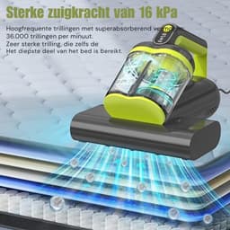 Matras & Bekleding Stofzuiger – 16 kPa Zuigkracht – UV-C-Licht Mijtverwijderaar – 60 °C Ultrasone Hetelucht – Dubbele Cycloon — thumbnail 2