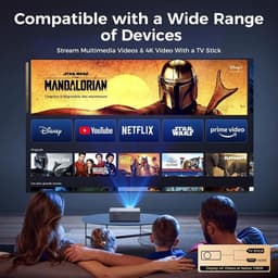 Rolu Beamer – 4K Projector – Mini Beamer - 700 ANSI – Wi-Fi6 – Bluetooth 5.3 – HDMI – USB – Draagbaar — thumbnail 4