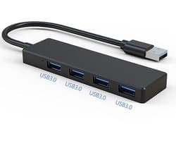 4-poorts USB-hub/USB-splitter/USB-verlenger, geschikt voor laptops, Xbox, USB-flashdrives, harde schijven, gameconsoles, printers, camera's, toetsenborden en muizen (opladen wordt niet ondersteund).