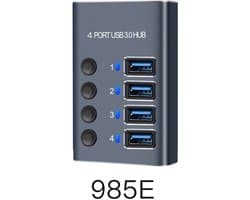 4-poorts 60W USB 3.0-hub, USB-datahubsplitter, 12V 5A-voedingsadapter, 10 onafhankelijke schakelaars met LED-indicatoren, USB 3.0-dockingstation.