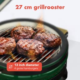 KitchenBrothers Kamado BBQ - 13 Inch Houtskool Barbecue - 27⌀ cm - PFAS-vrij - Deluxe Set - Egg BBQ met Accessoires inclusief Hoes - Groen — thumbnail 4