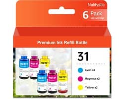 Multipack Inktflessen Compatibel met Smart Tank 5105, 7006, 7305, 7605 en Plus Series - Zwart, Cyaan, Magenta, Geel