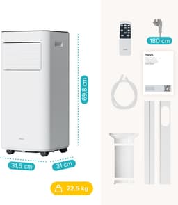 MOA Mobiele Airco - 9.000 BTU - 3-in-1 - Met Afstandbediening - Tot 30m² - Airconditioner met Ontvochtigingsfunctie - Raamafdichtingskit - Wit — thumbnail 11