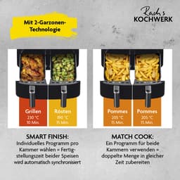 Rachs KOCHWERK heteluchtfriteuse dubbele mand 2x 3.5l - zwart | Airfryer Oven Heteluchtoven — thumbnail 4