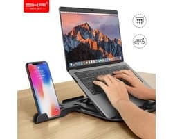 Sikai - Universele Laptophouder - Standaard 10 - 20'' inch - Laptop steun - Laptop Verhoger - Telefoonhouder - Geschikt voor Laptops/Tablets/E-reader/Notebooks/Boekenstandaard - voor Thuiswerken en Kantoor - Laptop standaard Zwart