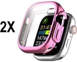 LunaLux® - Screenprotector geschikt voor iWatch Ultra 49mm - Screen protector geschikt voor Apple Watch Ultra - Hoesje - Bescherming - Roze - 2 stuks