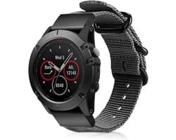 Stoffen nylon bandje gesp geschikt voor Garmin Fenix 5s - Plus & Sapphire - Fenix 6s - Pro & Sapphire - Garmin Fenix 7s / Fenix 8 - 43mm - Fenix E - Fenix 8 - Quickfit 20 / 20mm band voor Garmin smartwatches - Horlogebandje - Polsband - grijs