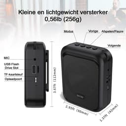 SHIDU Mini Stemversterker Draagbare Oplaadbare Bluetooth - Luidspreker met Bedrade Microfoon Headset 10W 1800mAh PA-Systeem Ondersteunt MP3 Formaat Audio voor Leraren - Zang - Coaches - Training - Gids — thumbnail 5