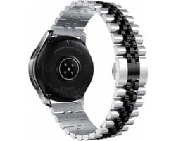 By Qubix - Geschikt voor Garmin bandje - Stalen band - Zilver / zwart - Geschikt voor Garmin Vivoactive 6 / Vivoactive 5 / Vivoactive 3 - Smartwatch bandje 20mm