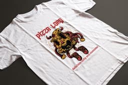 Shirt - Pizza lord - Wurban Wear | Grappig shirt | Dieet | Unisex tshirt | Fast food | Airfryer | Sport | Verwenpakket | Wit & Zwart — thumbnail 3
