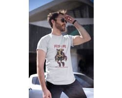 Shirt - Pizza lord - Wurban Wear | Grappig shirt | Dieet | Unisex tshirt | Fast food | Airfryer | Sport | Verwenpakket | Wit & Zwart