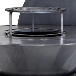 WELDED DRUM 1000 Barbecue Vuurschaal - BBQ Lounge - cortenstaal - houtgestookt-standaard met wielen, aslade, regelbare luchttoevoer onder in vuurschaal waardoor veel minder last van rook, afdekplaat — thumbnail 5