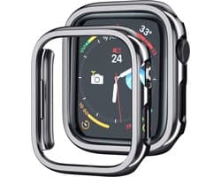 By Qubix - Hard case 45mm (open front) - Zwart (glans) - Geschikt voor Apple Watch 45mm hoesje - screenprotector - Bescherming iWatch - Bescherm hoesje