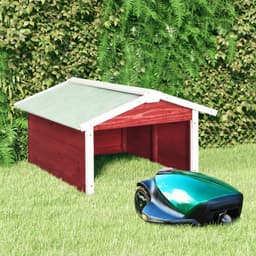 vidaXL - Overkapping - voor - grasmaaier - 72x87x50 - cm - vurenhout - rood - en - wit — thumbnail 2