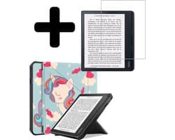 Hoes Geschikt voor Kobo Sage - E-reader Bescherm Hoesje Case Sleep Cover Trifold Met Screenprotector - Hoes Geschikt voor Kobo Sage Hoesje - Eenhoorn
