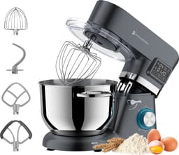 KitchenBrothers Keukenrobot - Keukenmachine - Touch Display en Timer - BPA-vrij - 6,2L - Keukenmixer - 1400W - Antraciet — thumbnail 1