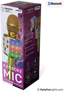 PartyFunLights - Karaoke Microfoon Bluetooth - Goud - Karaoke Set - Voor Kinderen en Volwassenen - Draadloos - Echo - Met Speaker - LED Licht - Nederlandse Handleiding — thumbnail 4