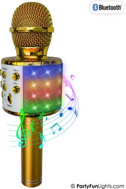 PartyFunLights - Karaoke Microfoon Bluetooth - Goud - Karaoke Set - Voor Kinderen en Volwassenen - Draadloos - Echo - Met Speaker - LED Licht - Nederlandse Handleiding — thumbnail 1