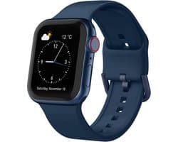 By Qubix - Geschikt voor Apple Watch bandje - Soft siliconen bandje met gespsluiting - Donkerblauw - Geschikt voor Apple Watch 44mm / 45mm / 46mm / 49mm (Ultra 1,2 en 3) - Smartwatch bandje