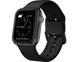 By Qubix - Geschikt voor Apple Watch bandje - Soft siliconen bandje met gespsluiting - Zwart - Geschikt voor Apple Watch 44mm / 45mm / 46mm / 49mm (Ultra 1,2 en 3) - Smartwatch bandje