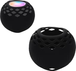 kwmobile siliconen hoesje voor mini-speaker - geschikt voor Apple Home Pod Mini - Flexibel materiaal - Speakercase in zwart — thumbnail 2